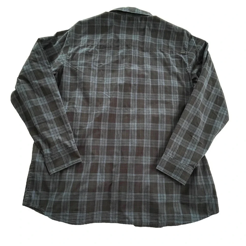 511 Tactical Men's 2XL Blue Plaid Snap Button Shirt Long Sleeve